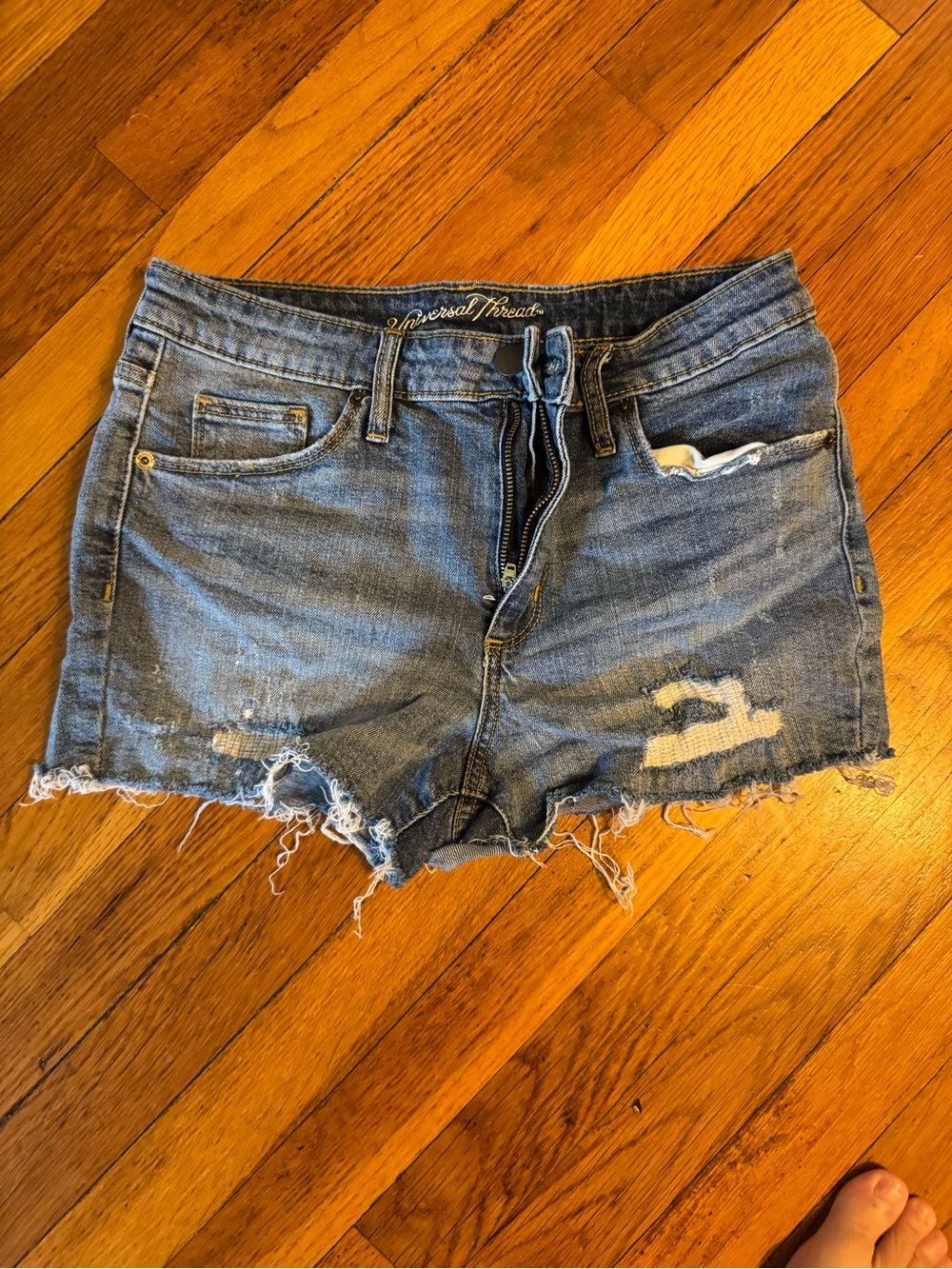 Universal Thread Blue Distressed High-Rise Denim Shorts